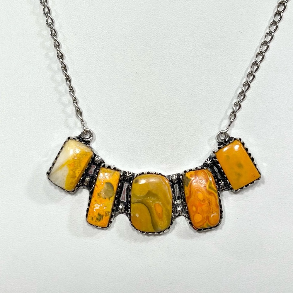 Bumble Bee Jasper Vintage Style 925 Gemstone Multi Stone Necklace